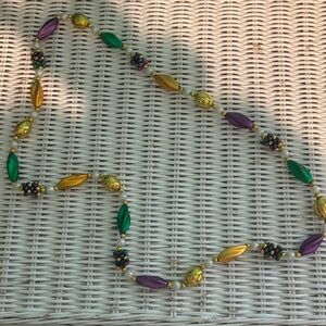 Mardi Gras Multicolor Traditional Beaded  Holiday Necklace
